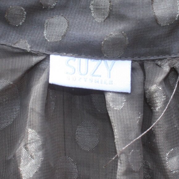 Sheer Olive Green Button Up Blouse Women's Size Large BUBBLE TEA BLISS - Picture 2 of 5